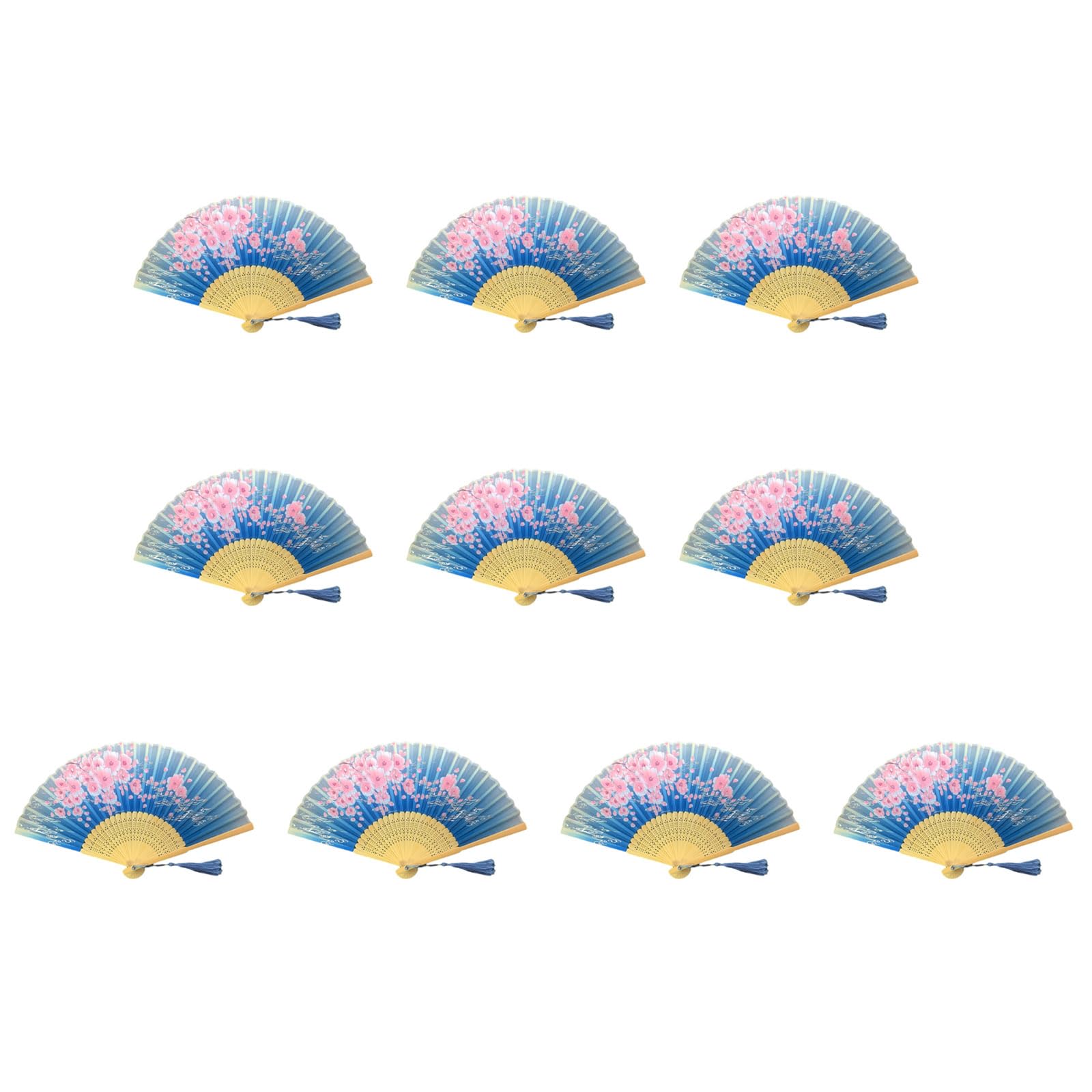 Tsophreniq Of 10 Bamboo Folding Fans Traditional Chinese Handheld Fan with Elegant Carvings for Cooling and Decoration Bamboo Fan