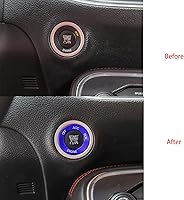 Vista 5 de Keptrim para Challenger Charger Motor Start Stop Trim para Dodge Challenger/Charger RAM 2010-2020, para Durango 2014, aleación de aluminio azul 1