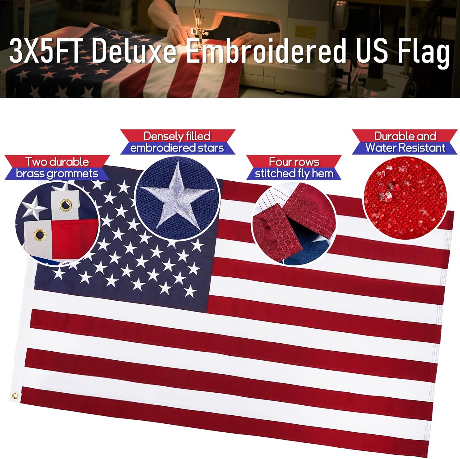 LETSTRY 5FT Flag Pole Kit for Outside House with American Flag & Solar Light,1" Thickened Stainless Steel Wall Mount Flagpole with 180°Adjustable Bracket for Residential Outdoor Porch, Black