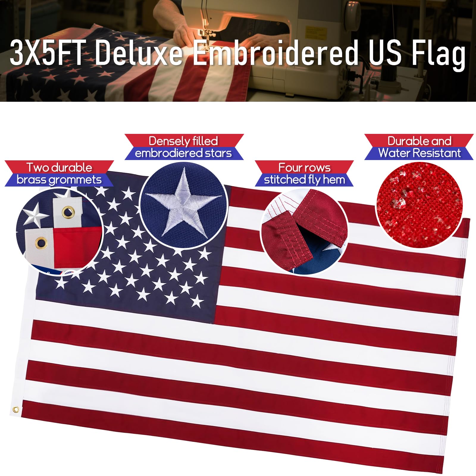 Amazon.co.jp: LETSTRY アメリカ国旗 ポール&フラッグポールライト付き