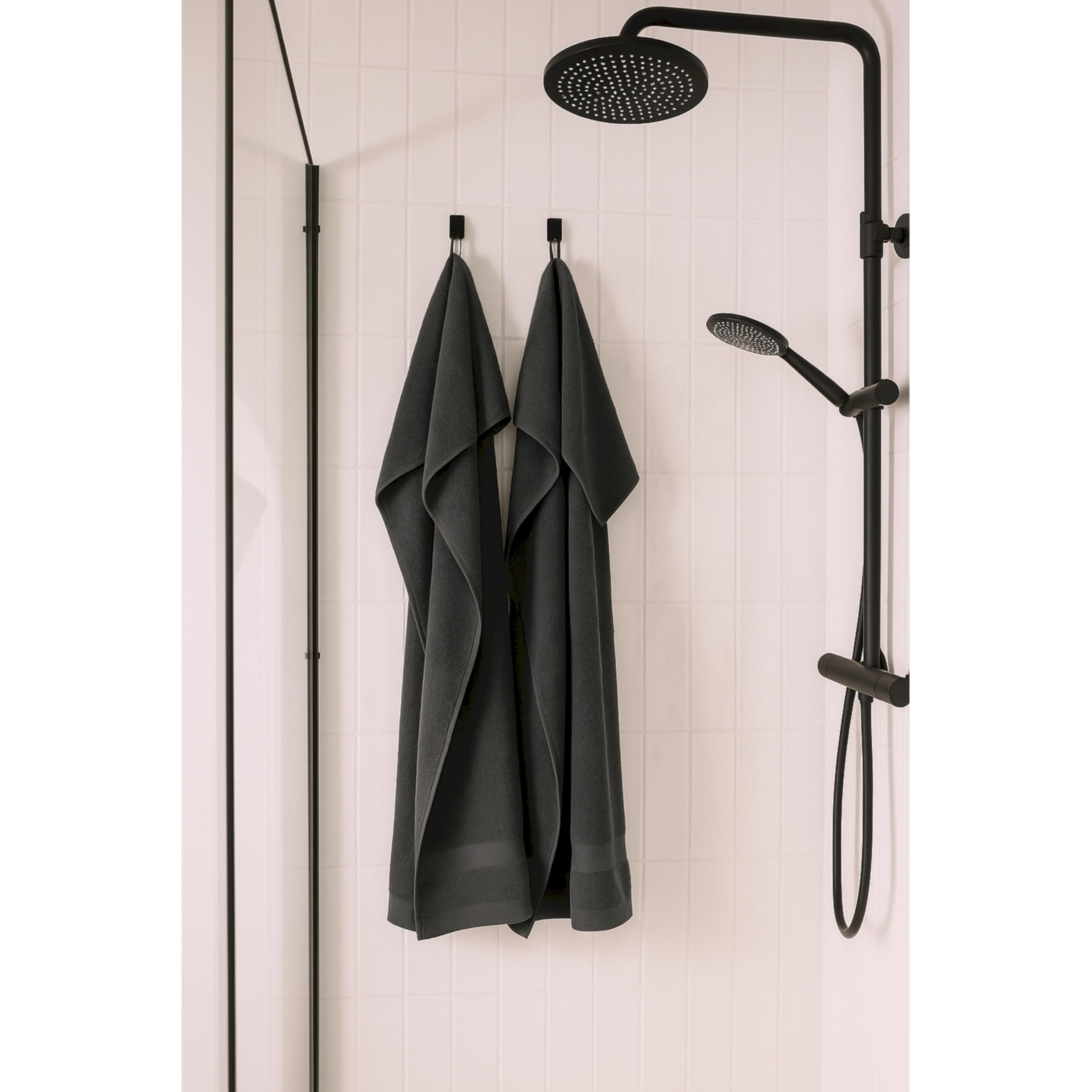 SCHÖNER WOHNEN 2-częściowy zestaw ręczników kąpielowych premium 70 x 140 cm – chłonne – luksusowe ręczniki kąpielowe antracytowe – 100% bawełna – puszyście miękkie – można łączyć jako zestaw ręczników