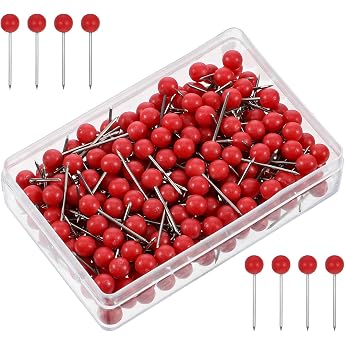 Pack of 200 Red Push Pins Small Round Pins for Maps 1/8 Inch Red Push Pins for Maps Cork Boards Bulletin Boards Walls