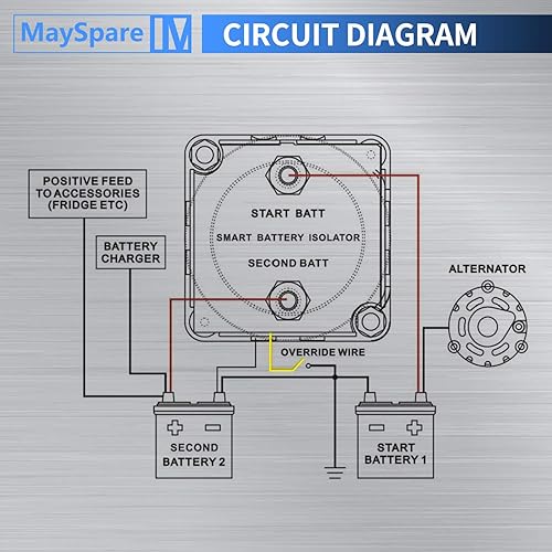 Miniatura 7 de MaySpare Kit de aislamiento de batería dual 12V 140Amp Relé sensible al voltaje VSR Cargador automático de batería doble y kit de cable de cableado