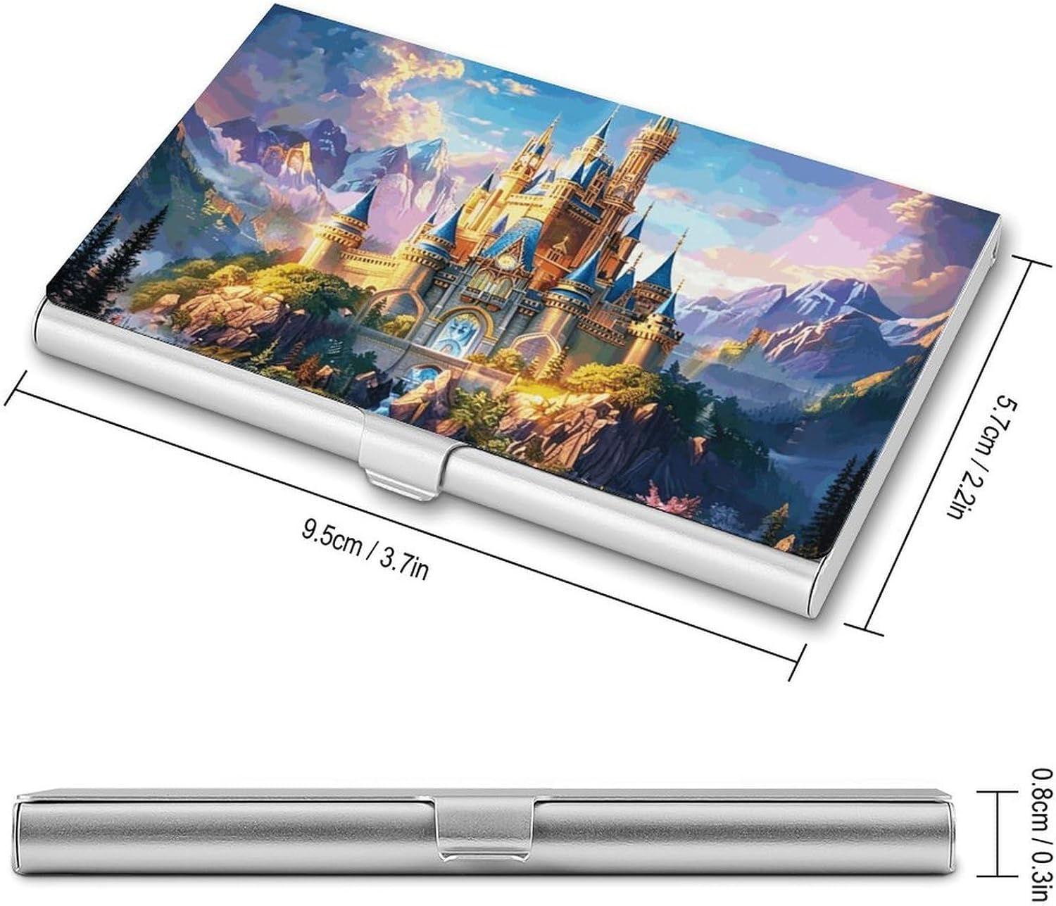 Dream Castle Business Name Card Holder Case Aluminum Business Name Card Carrier Mental Credit Case Wallet Professional Stainless Steel Pocket for Men & Women,Buckle Style
