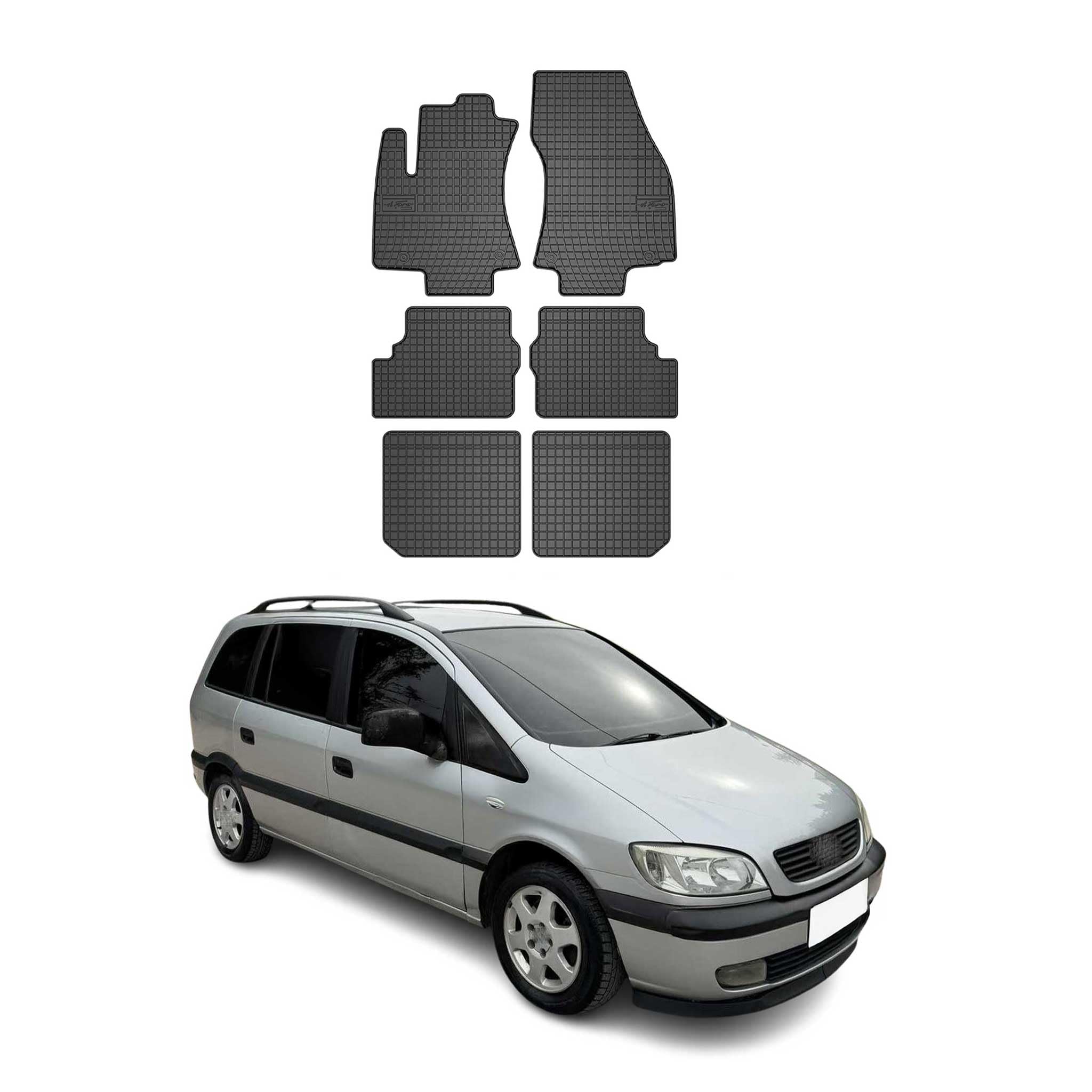 OMAC Dywaniki Gumowe Pasujące do Opel Zafira 1999-2005 Dywaniki Samochodowe Guma Czarny 6tlg