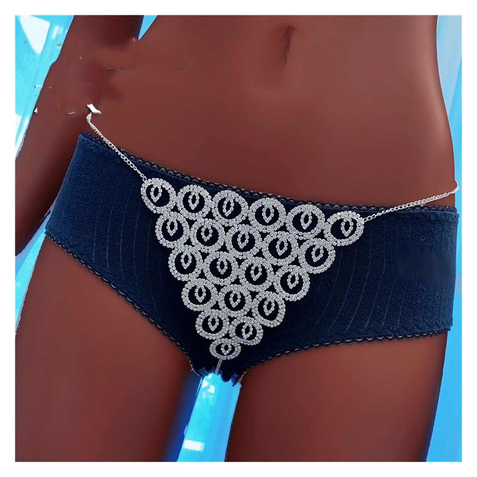 Body Chain Damen Kette - Goldfarbene einfache Strandkette mit Kreuzband für Taille und Bauch - Schwarze Harnaskette - Edler Schmuck für Damen - Accessoires