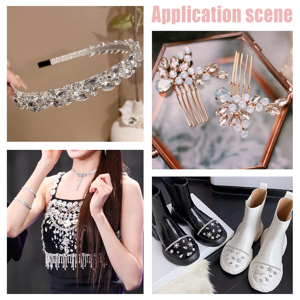 FINGERINSPIRE 100 Pcs Strass En Verre Oeil De Cheval Gemmes Pointu