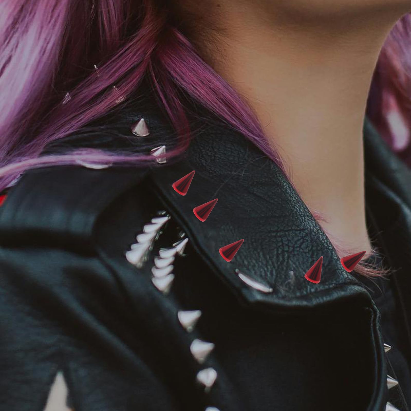 Mipcase Satz Metall Bastelnieten Punk Spikes für Kleidung Taschen Schuhe 6 Stück Baumförmige Spitzen Metall Bunt Rot Selbstgemacht Lederhandwerkszubehör