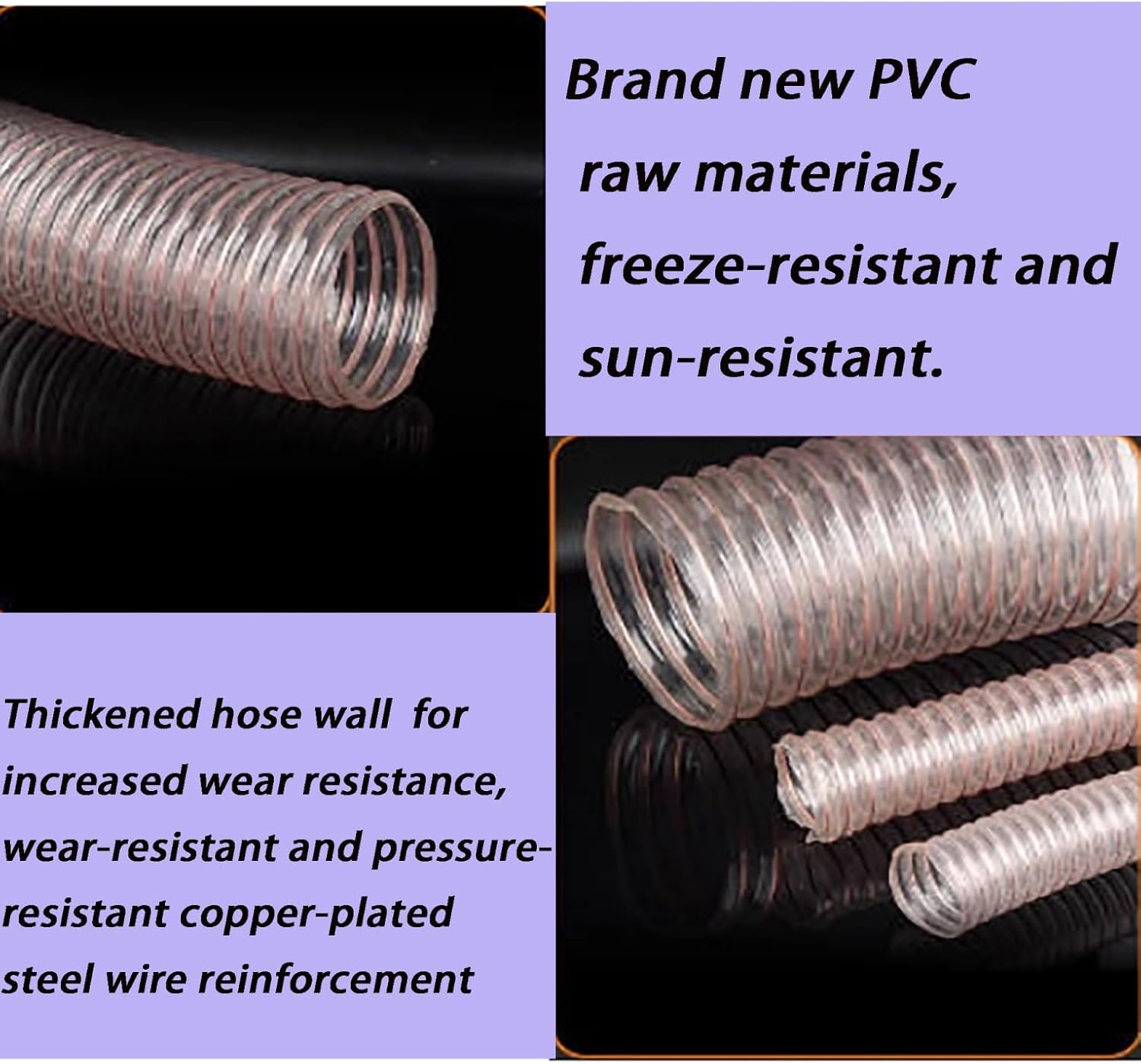 Clear PVC Vacuum Hose with Copper Wire, Flexible Industrial Dust Collection Tube for Woodworking CNC Router, Dust Extractor(3.8cm,0.63mm)