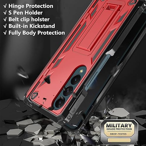 Miniatura 3 de Funda resistente con protección de bisagra para Samsung Galaxy Z Fold 4 (2022) con soporte para bolígrafo S Funda de clip para cinturón Soporte