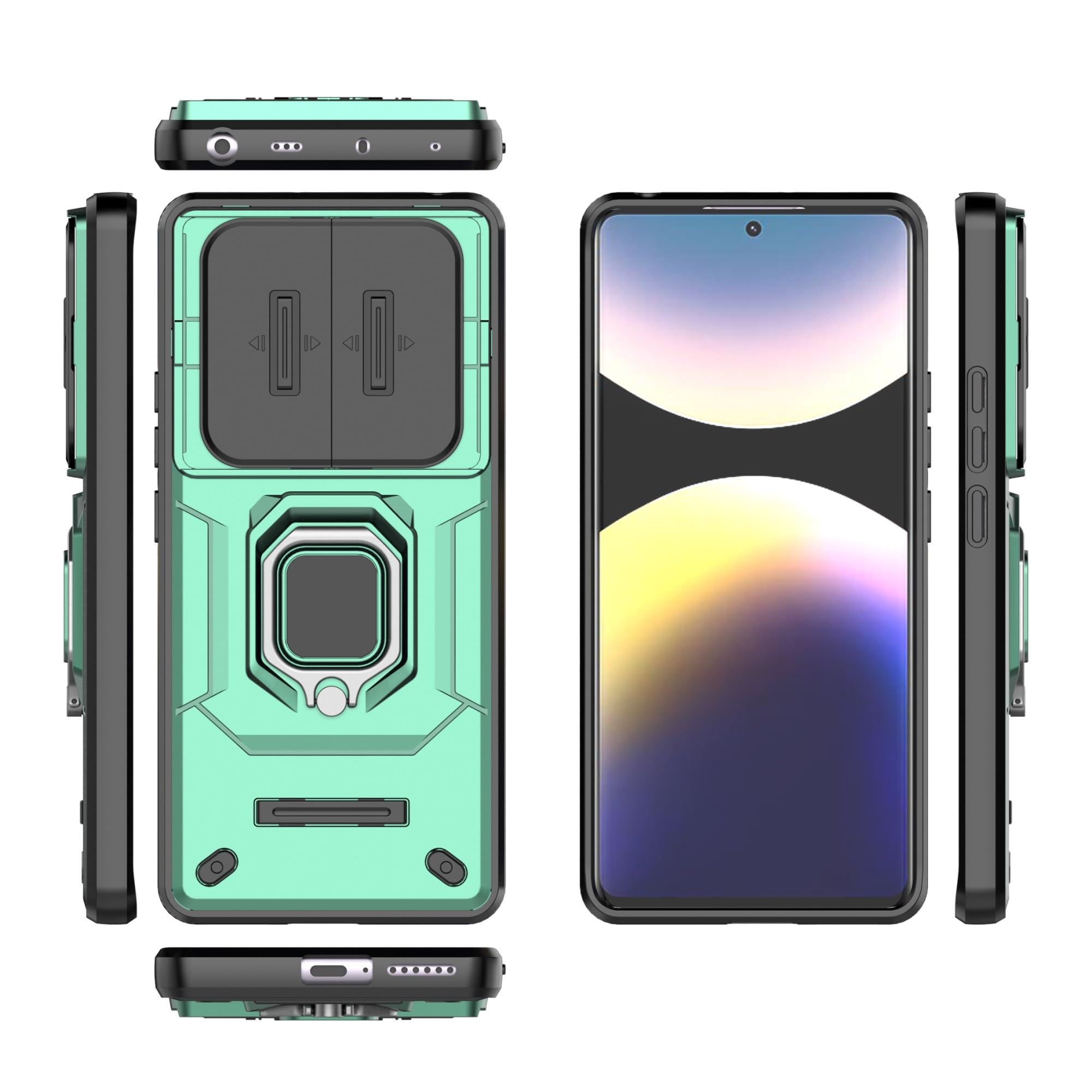 Coque Xiaomi Redmi Note 14 Pro 4G verte anti-rayure avec support - 8