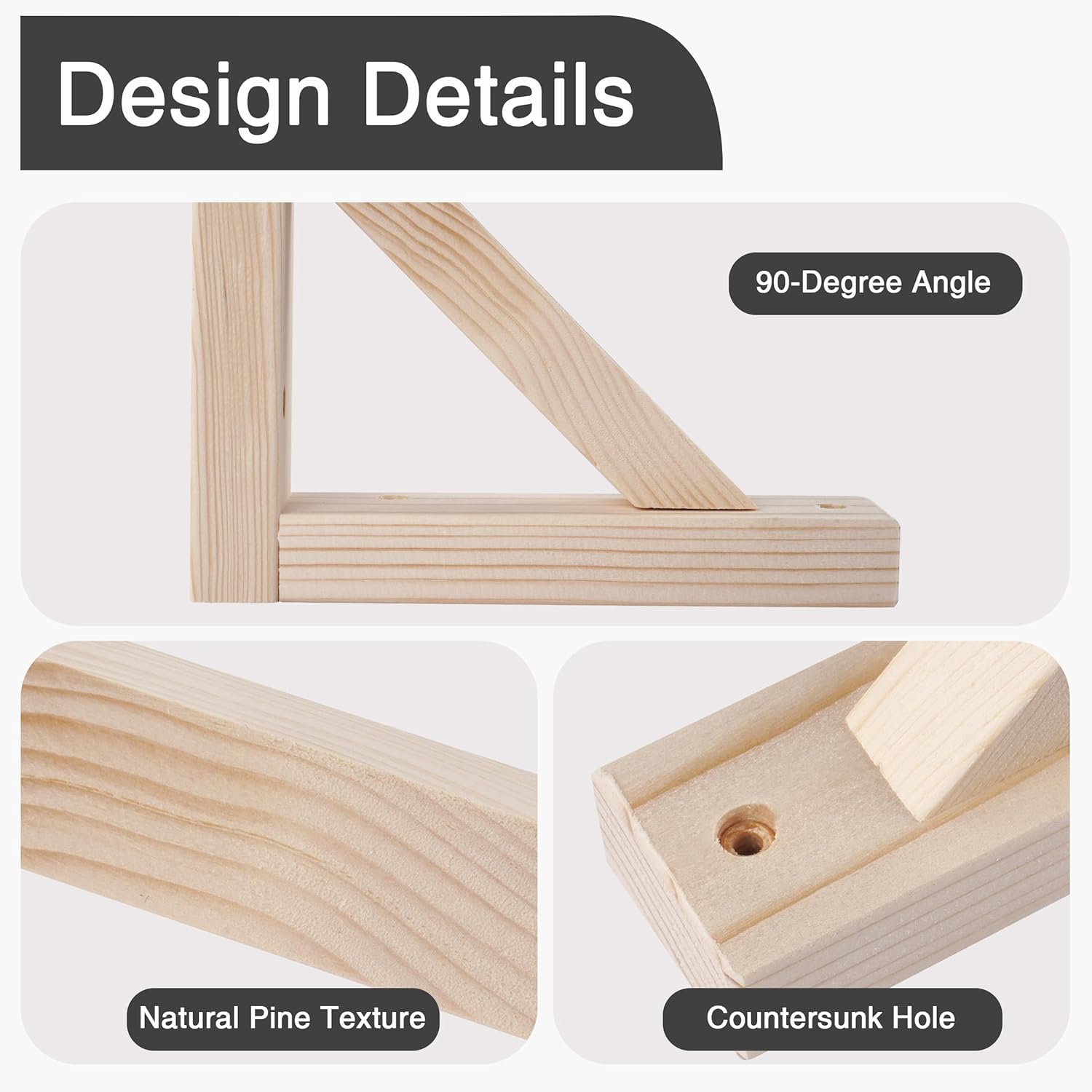 OVOV Gate Handles 9" and Wooden Shelf Brackets 10", 2 Pack