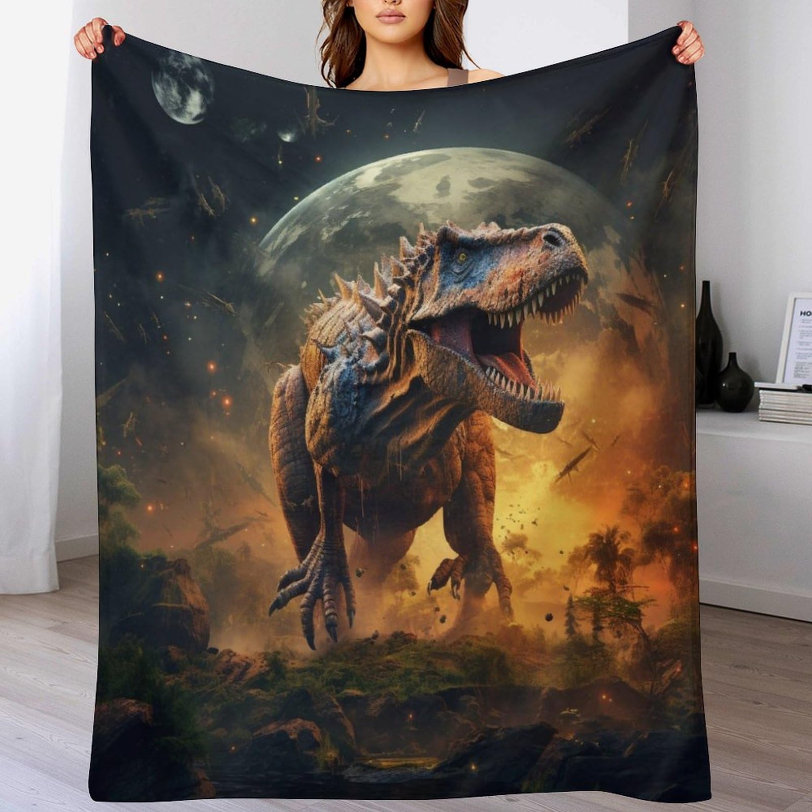 Plaid dinosaure pour enfant : couverture polaire douce idéale pour les soirées canapé