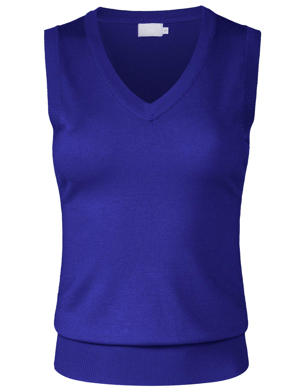 Women's Solid Basic V-Neck Sleeveless Soft Stretch Pullover Sweater Vest Top