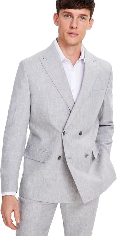 Tommy Hilfiger campera tipo blazer de cuatro botones con doble botonadura de lino para hombre