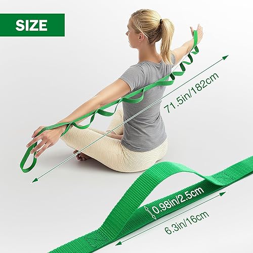 Miniatura 2 de Correa elástica de yoga para terapia física, 10 bucles banda elástica no elástica para pilates, flexibilidad, ejercicio y gimnasia