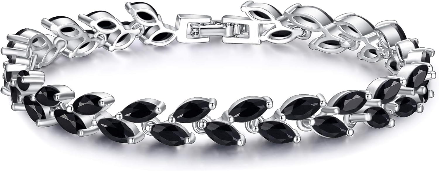 EVER FAITH Glamorous Cubic Zircon Wedding 2 Layers Small Leaf Roman Tennis Bracelet for Brides