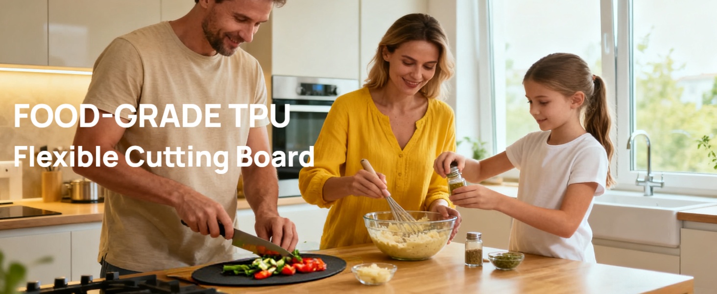 Tablas para cortar de cocina flexibles de TPU negro, pack 2 miniatura 7