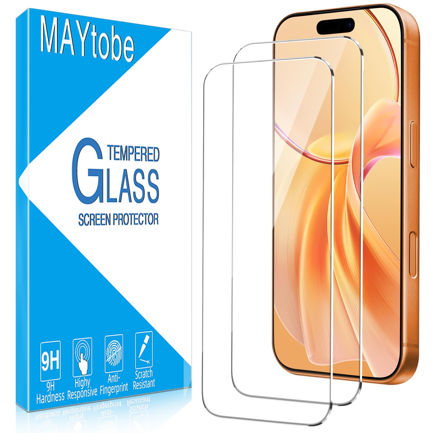 MAYtobe 2 Unidades Protector de Pantalla para iPhone 17 Pro Max | Cristal Vidrio Templado Antiarañazos, Antihuellas, Sin Burbujas, Dureza 9H, 0,33mm Ultra Transparente