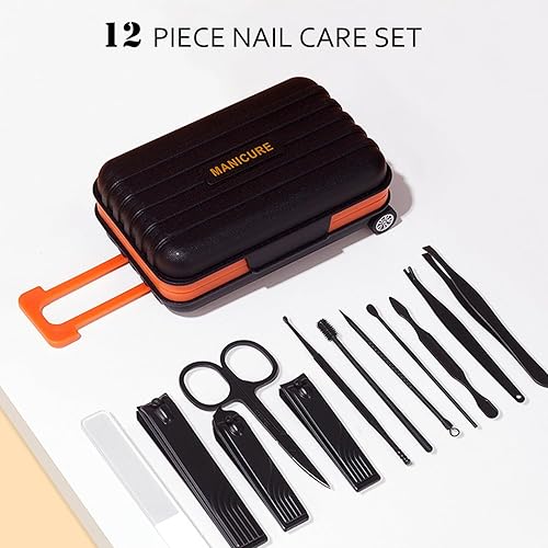Miniatura 2 de Juego de manicura profesional cortaúñas, kit de pedicura de 12 piezas, herramientas de uñas de acero inoxidable, kit de aseo profesional con estuche