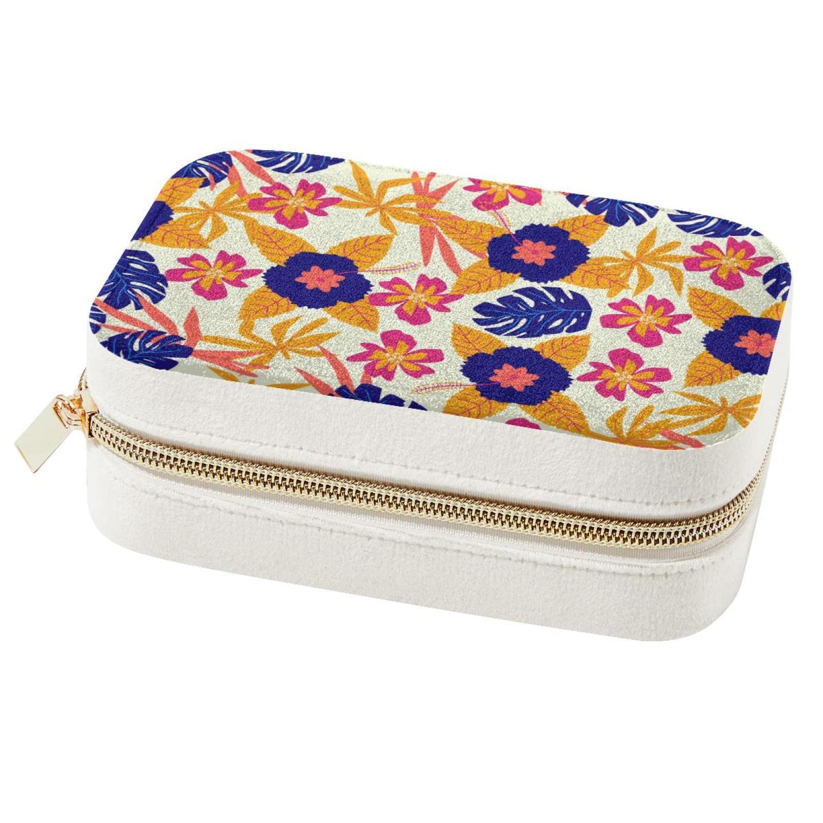 Boîte à bijoux portable premium aux motifs floraux et végétaux ciselés