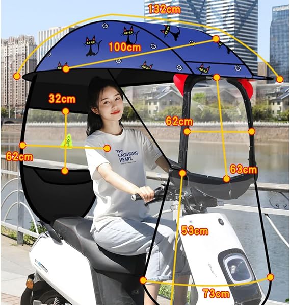 Electric Motorcycle Sunshade Cover - Transparent Canopy for Mobility Scooter Sun Rain Wind Protection Univer