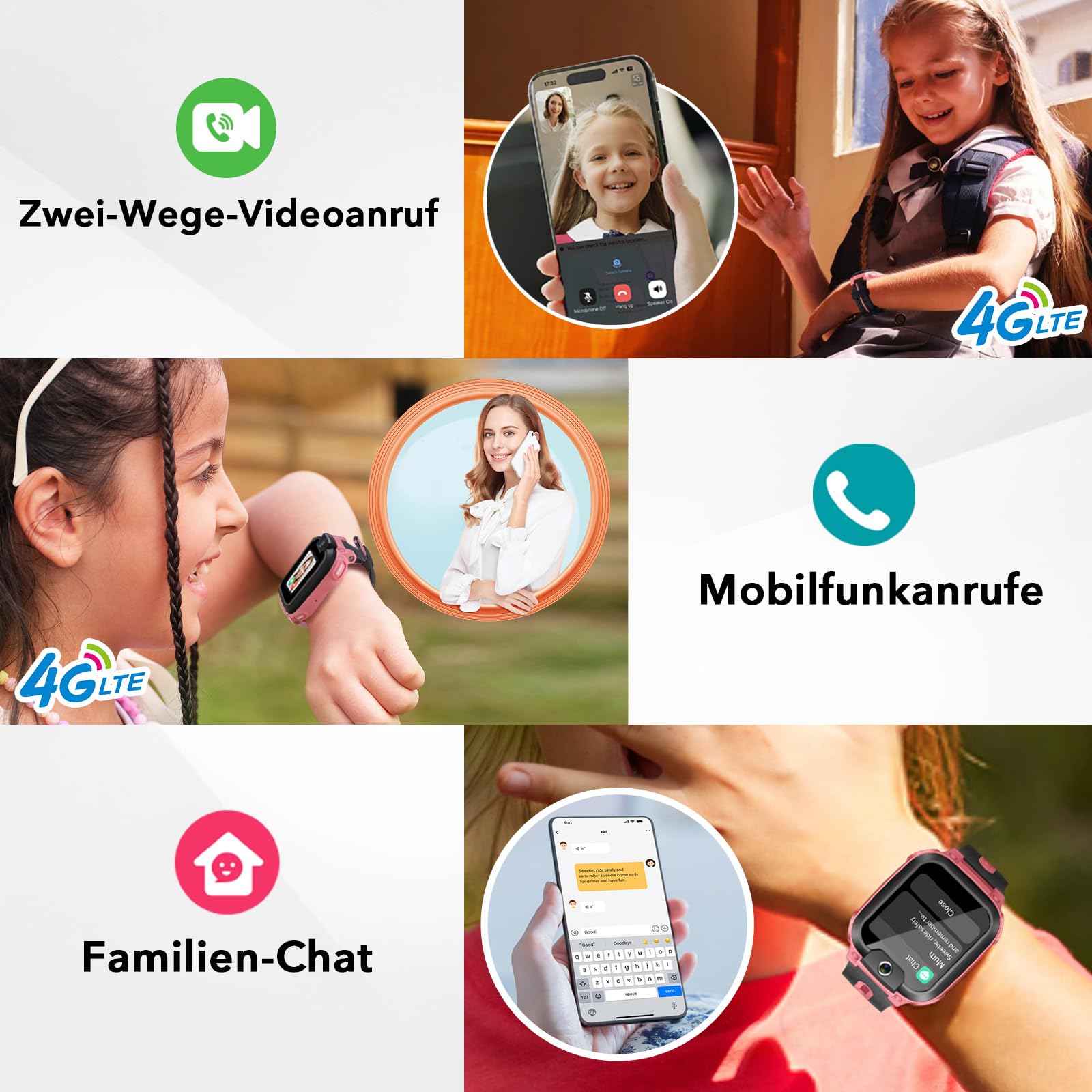 imoo Z1 Smartwatch Kinder mit GPS und Telefonuhr,4G Video & Phone Call Grün | imoo Kids Smartwatch Junge,Spielerfreier Schulmodus,IPX8 wasserdicht für Händewaschen,SIM,Familie Chat,Schrittzähler,SOS