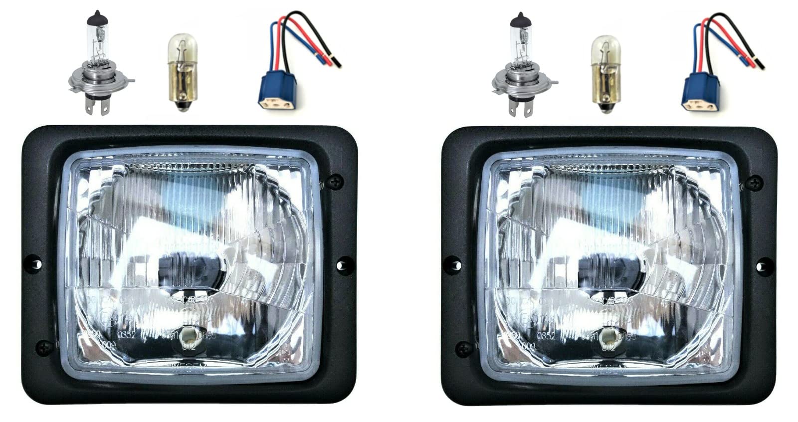 2 faros de carretera, luz de cruce, con portalámparas bombillas H4