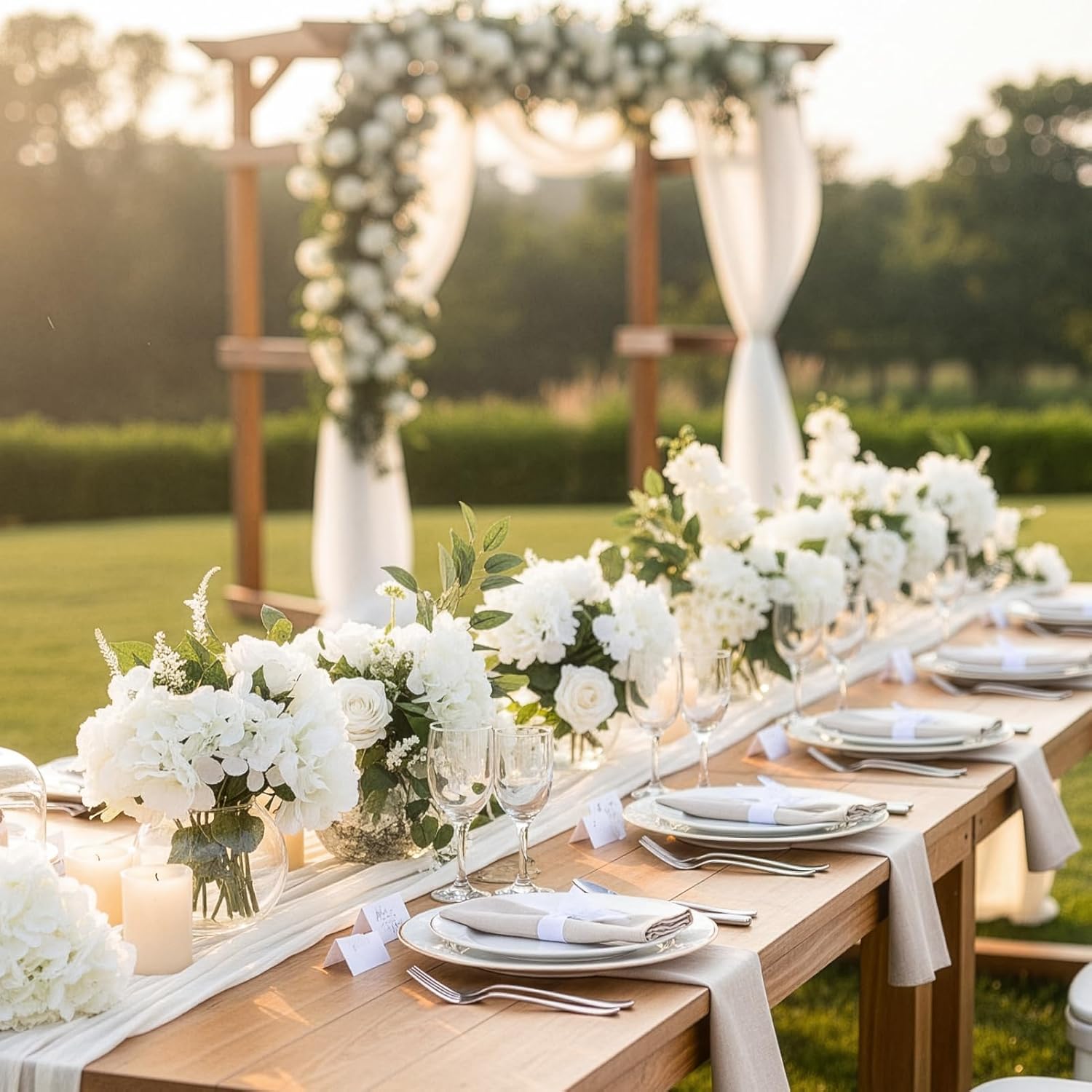 Auihiay 64 PCS Artificial Hydrangea Flowers, Silk Hydrangea Full Flowers Heads with Stems for Wedding Centerpieces, Home, Garden, Baby Shower, Party Decoration (Ivory) - Image 8