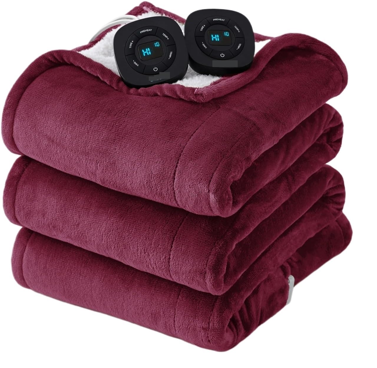 Flannel Soft Blanket, Comfortable Temperature-Adjustable Heating Blanket for Bed, Sofa (100x90 Inches, Cream White)(29 - Red)