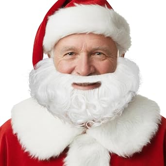Yan Dream Short Full Beard for Men Classic Halloween Costume Facial Hair Synthetic Curly Red Fake Beard and Mustache