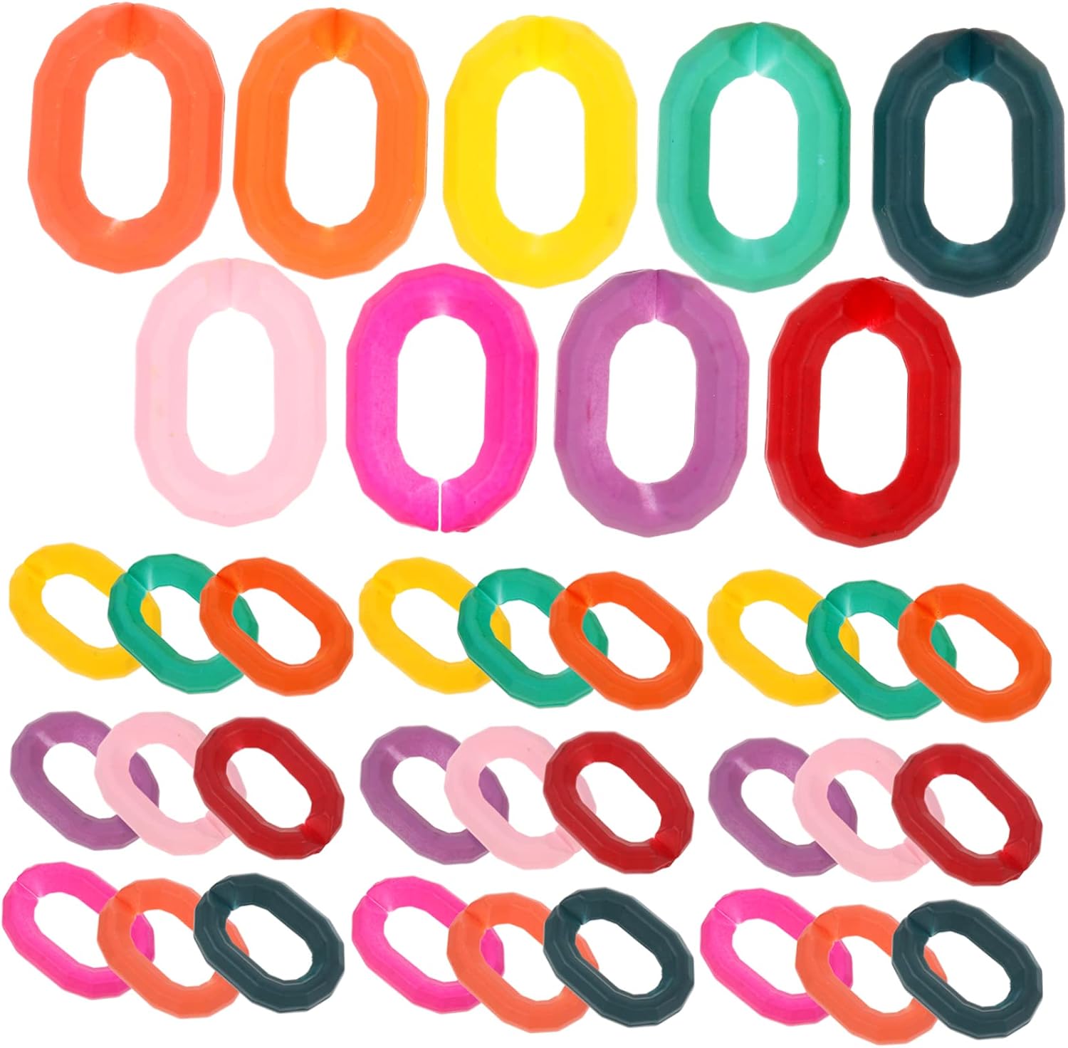 Didiseaon DIY Chain Buckle Kit 50pcs Acrylic Rings Small Chain Links for Purse Lanyard