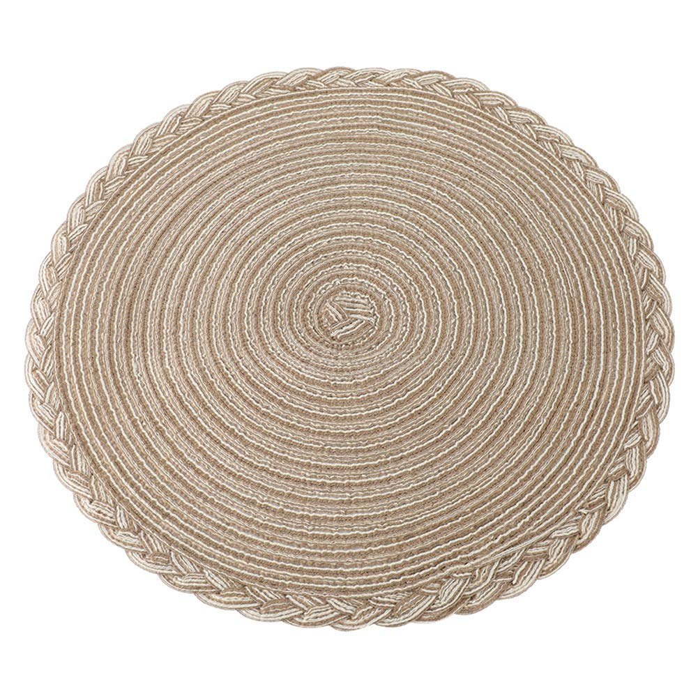 Napperon Rond de Table, Tapis antidérapant résistant à la Chaleur pour Table de Cuisine, PP tissé (Bleu) (Marron)