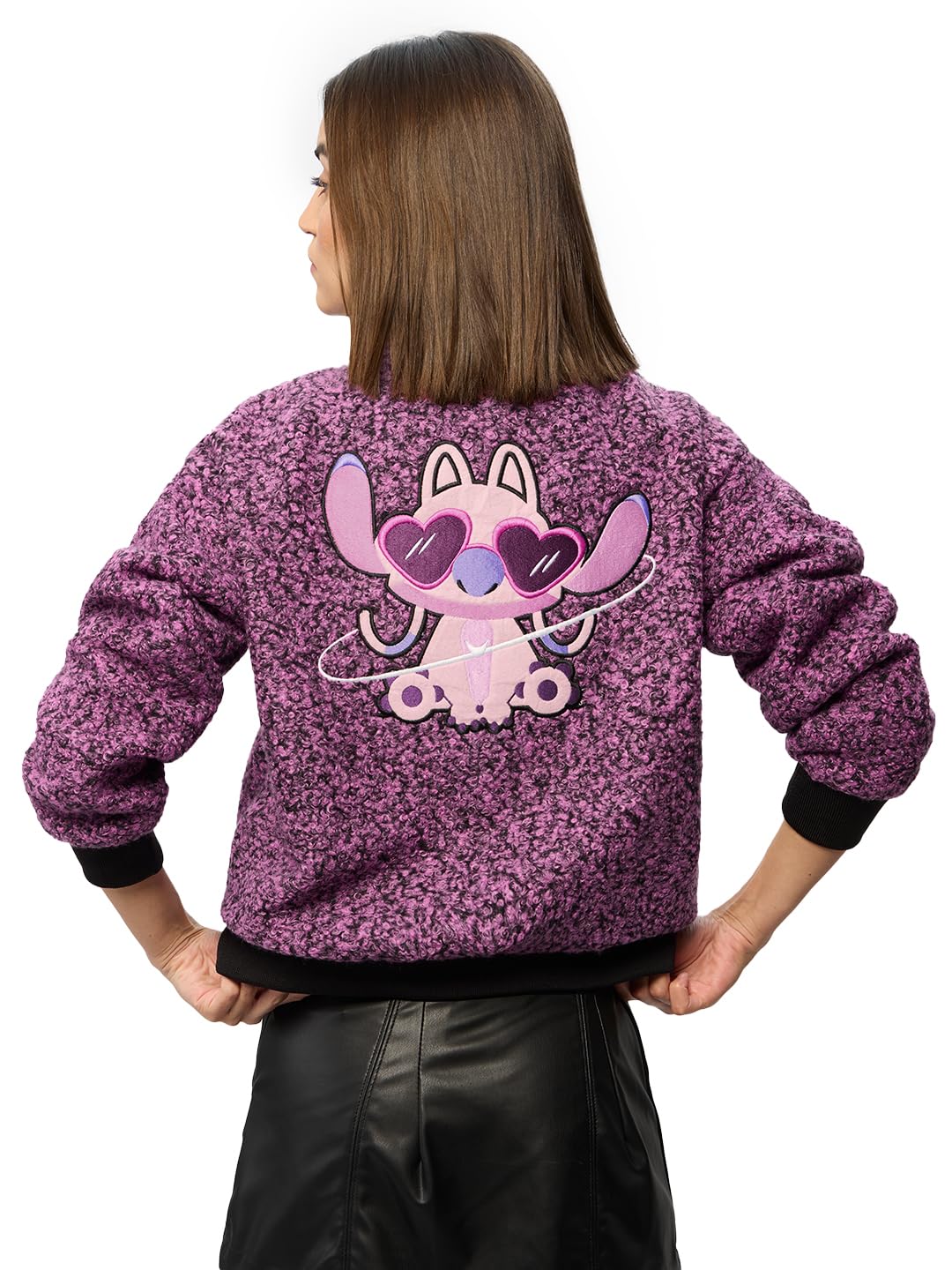 the souled store Lilo & Stitch: Space Babe Women and Girls Long Sleeves Stand Collar Zipper Front Polyester Oversized Jackets-picture-25