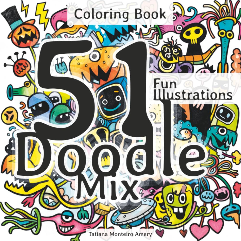 51 Fun Illustrations - Doodle Mix: Coloring Book
