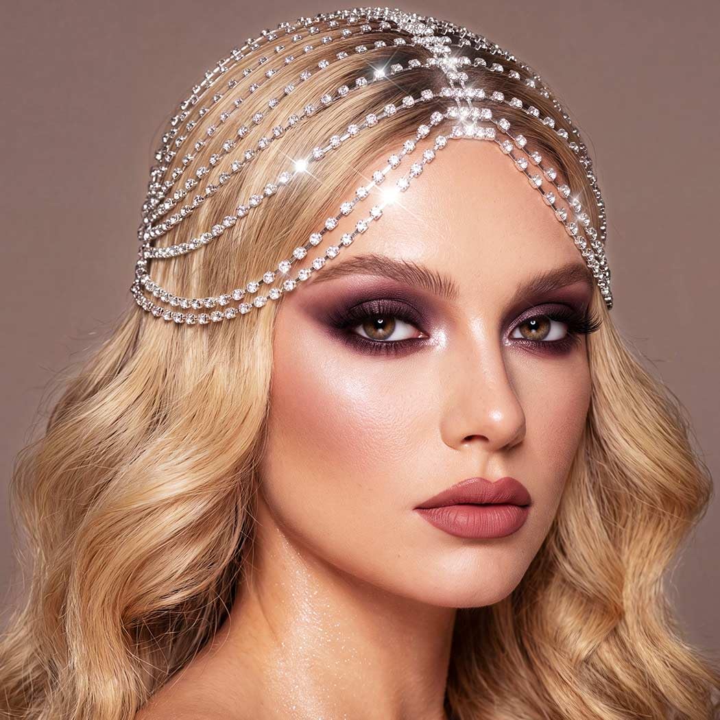 ヘアアクセサリー Rimi Amazon.com: CAKURE Rhinestone Headpiece 20s Head Jewelry for Women