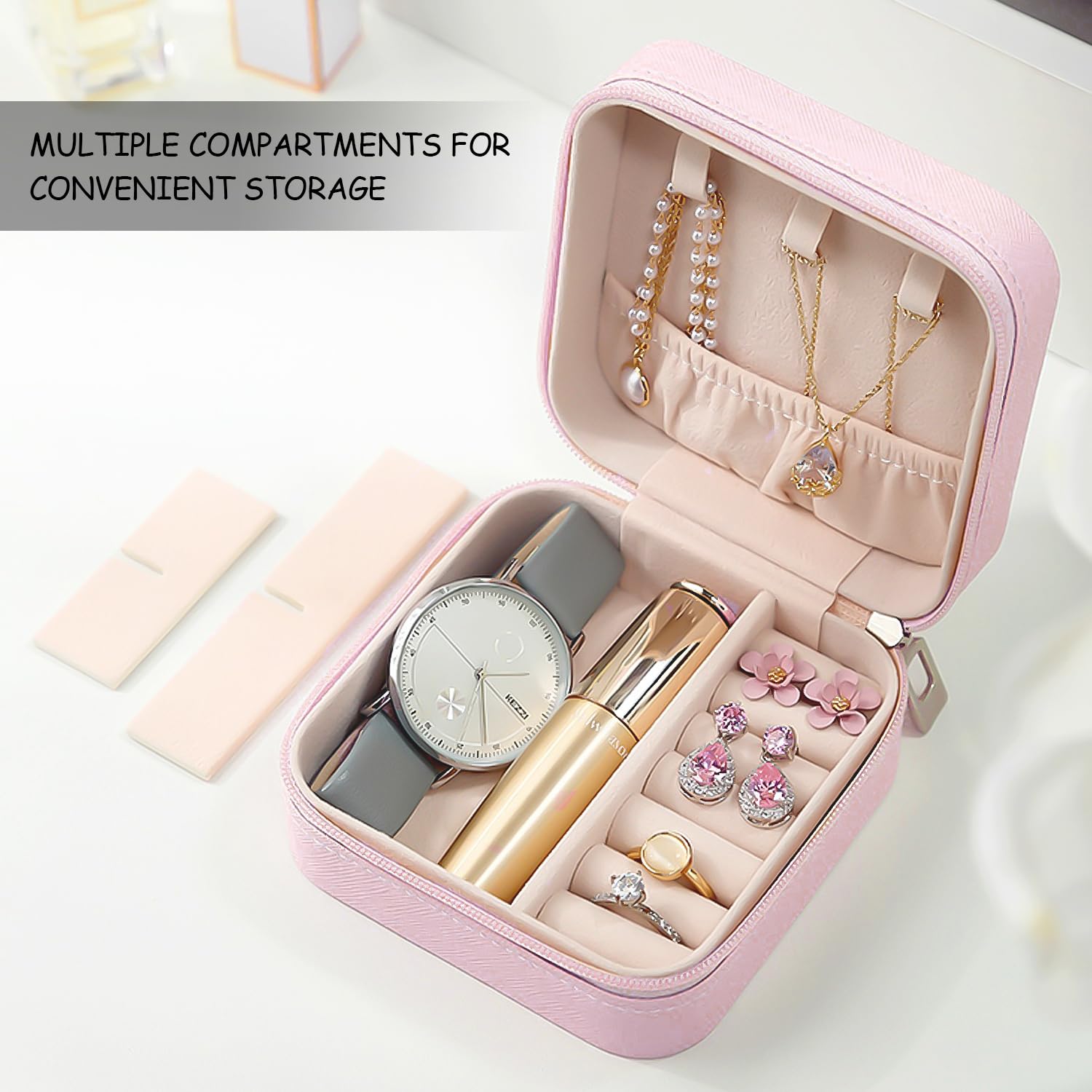 WUFGWBD 2 Pieces Girls Jewelry Box, Jewelry Storage Box, Jewelry Organizer Box, Travel Jewelry Box, Portable Jewelry Storage Box - Image 4