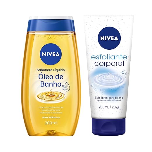 NIVEA Kit: Sabonete Líquido Óleo de Banho 200ml + Esfoliante Corporal para Banho 200ml