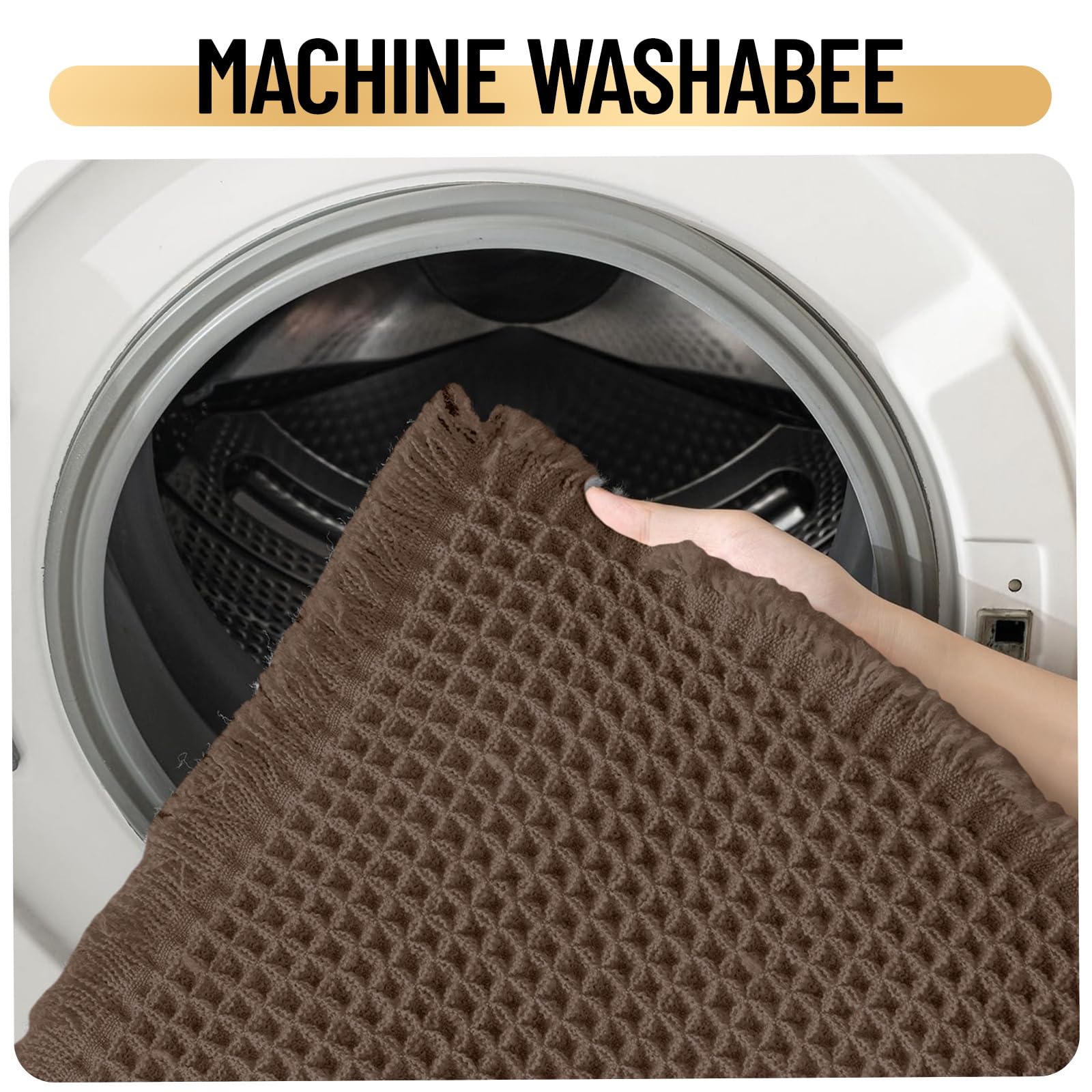 Tappeto Bagno Assorbente - Tappeti Bagno Antiscivolo Waffle Assorbente ad Asciugatura Rapida - Tappeto Bagno Antiscivolo Lavabile Morbido in Microfibra (Cioccolato,60x180 cm)