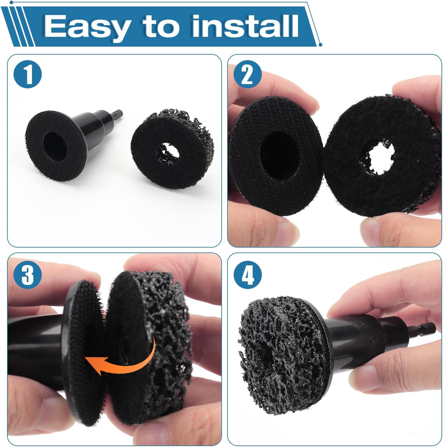 Wheel Hub Cleaning Kit, Brake Dust Remover Wheel Cleaning Automotive Tools Sets with 15 Pads,Holder and Adapte Fits for Power Drill or 1/2" Impact Driven Wrenches (Replacement Part)