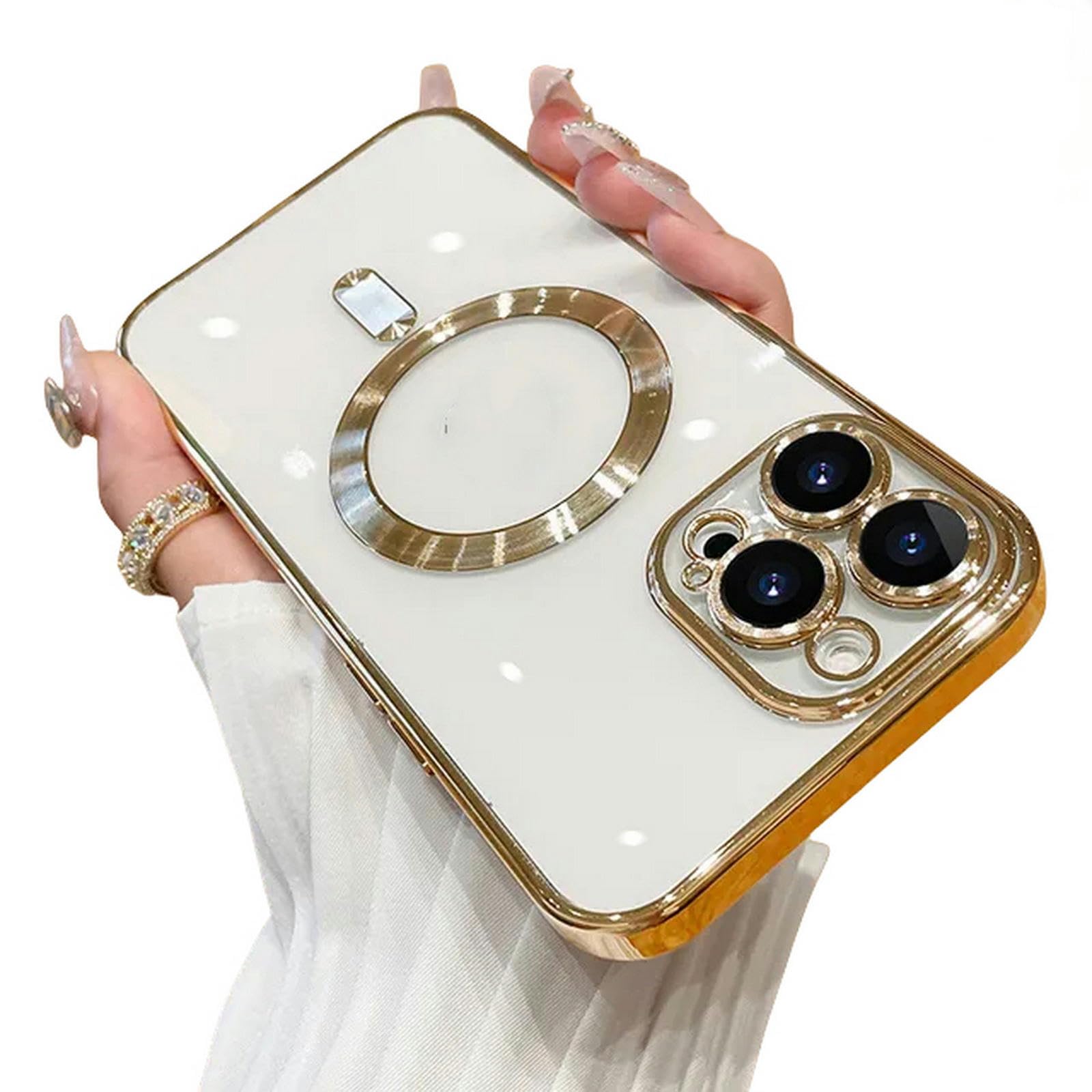 MdybFiphone Case Plating For A Case For Iphone 15 14 13 12 11 Pro Max Wireless Charge Soft Cover With Camera Lens Protector