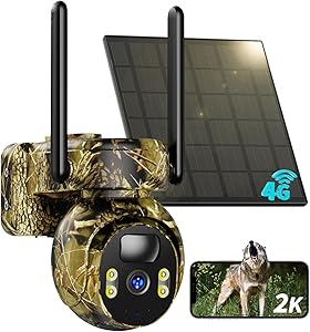 SEHMUA Camera with SIM and Solar Panel, 4G Night Trap, Outdoor 4G SIM Camera, Night Vision, PIR Detection, PTZ 360, Waterproof IP66 asin的图片
