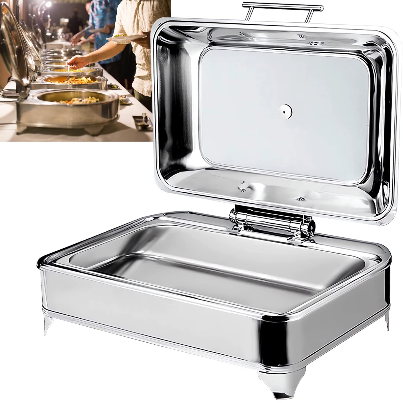 Calentador eléctrico de 9 litros con tapa, calentador de buffet para fiestas, bodas y banquetes, temperatura ajustable para servicios de catering y eventos
