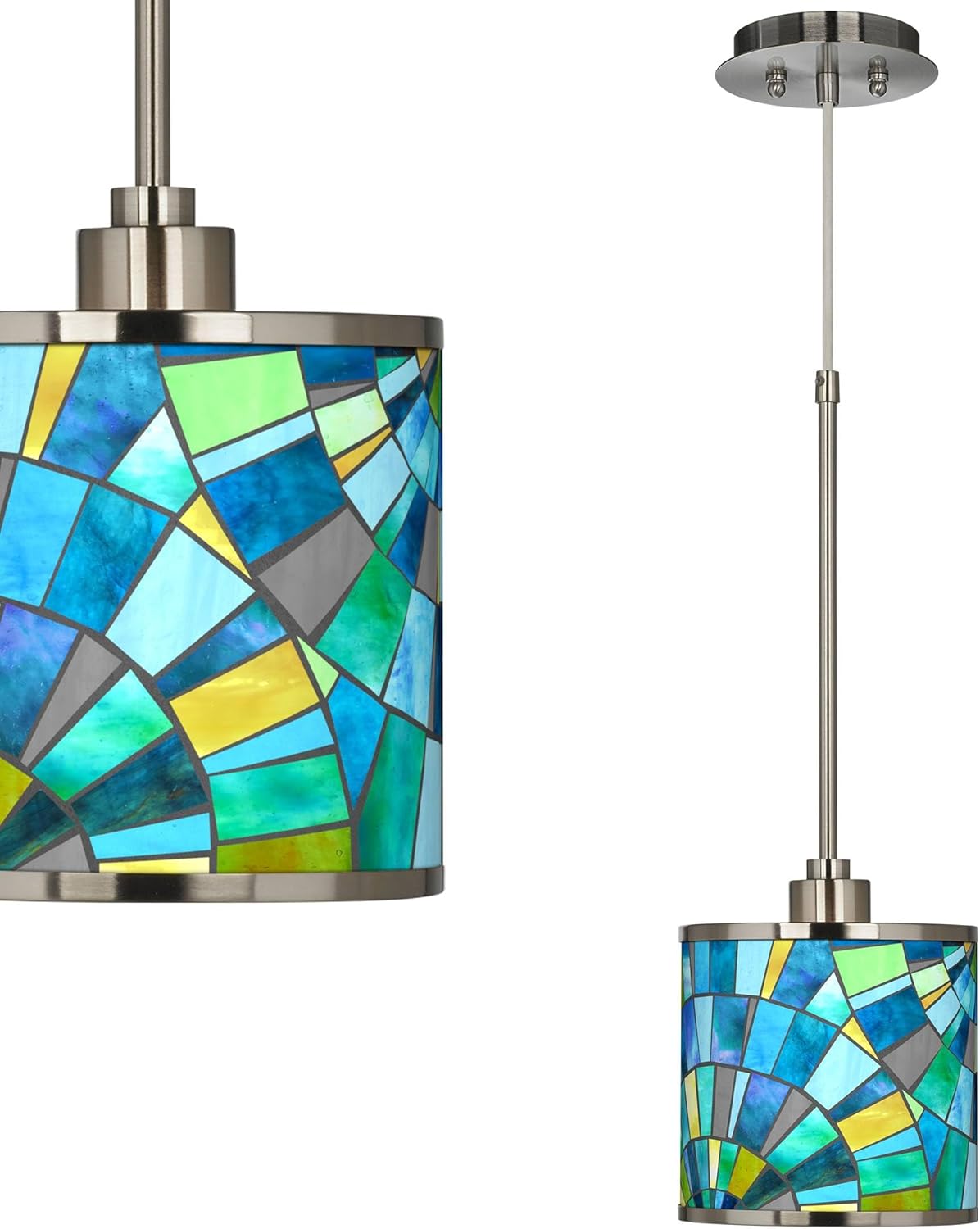 Giclee Glow Lagos Mosaic Mini Pendant Light with Print Shade