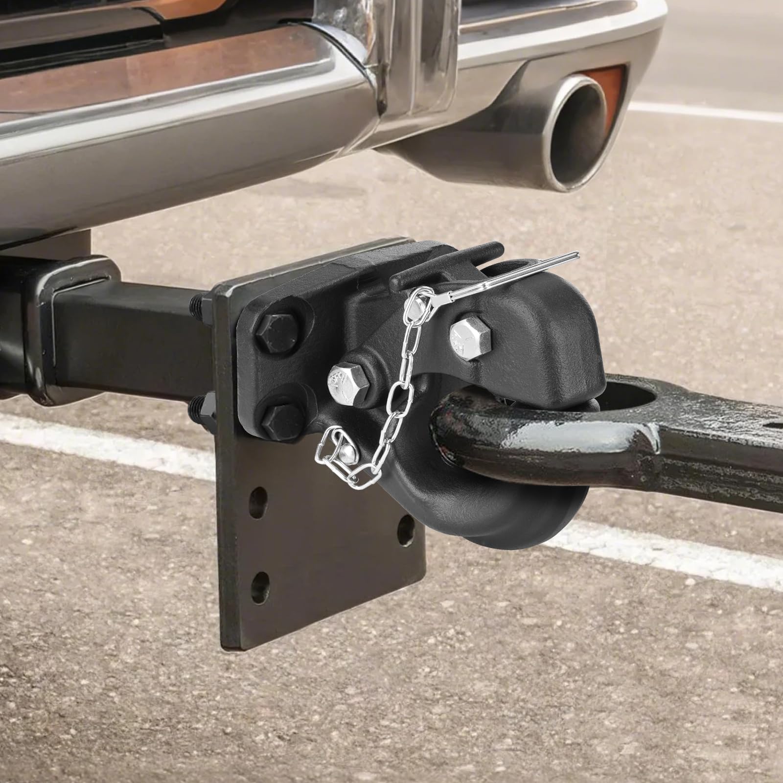 VEVOR Gancio a Perno 13605 kg Gancio di Traino Adatto per Anello a Lunetta da 63,5 a 76,2 mm con Kit di Montaggio, Adesivi di Avvertimento Fosforescenti, Verniciatura a Polvere Nera, per Vari Veicoli