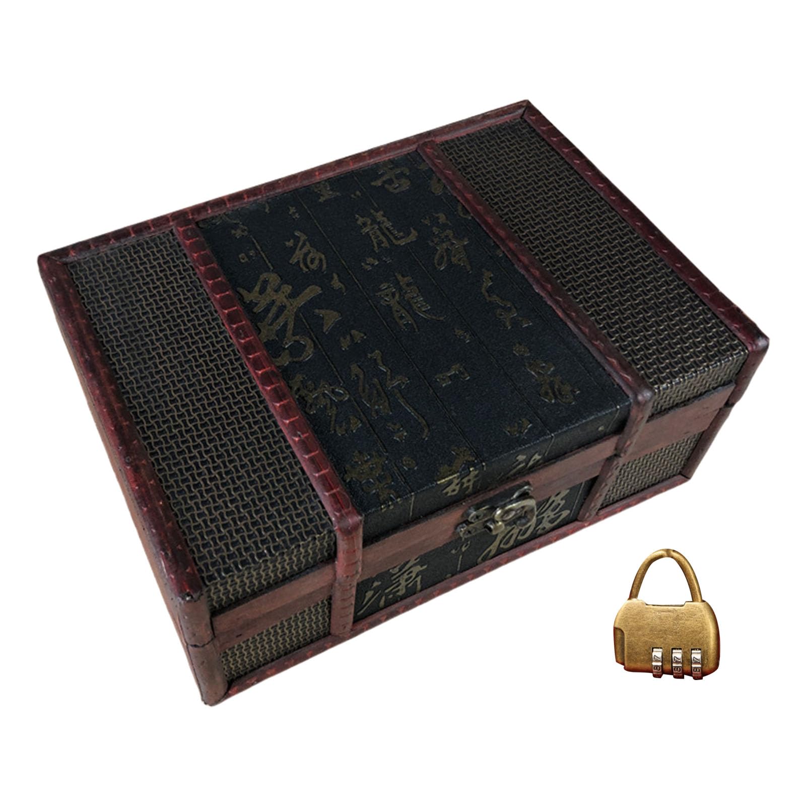 Tsophreniq Vintage Sturdy Wood Storage Box with Suitcases Designs for Jewelry and Small Items Use Jewelry Storage Solution