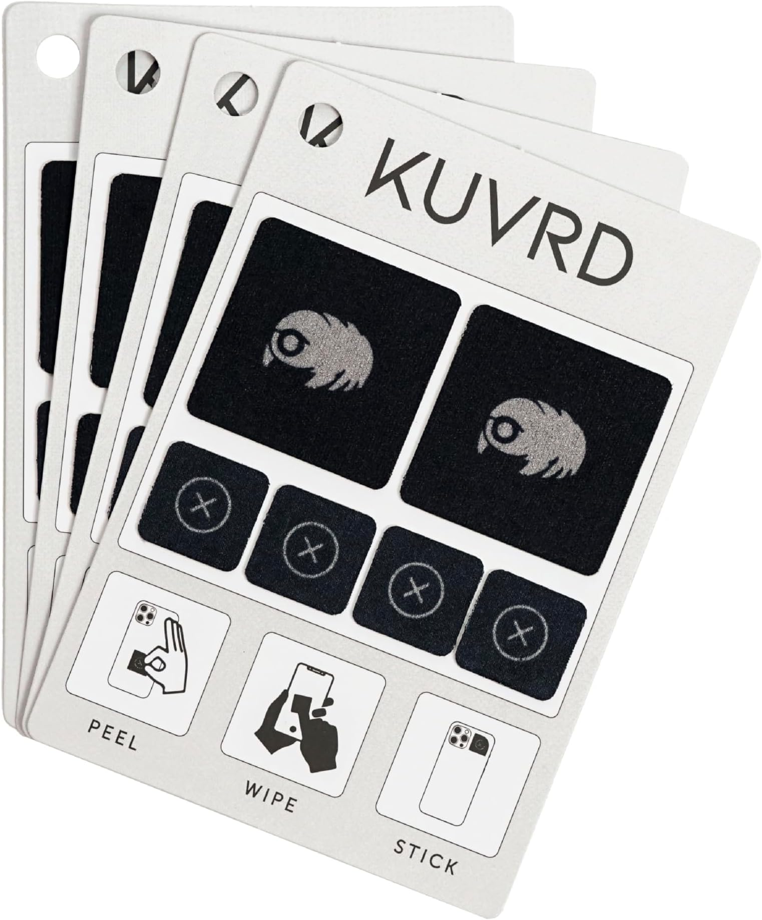 KUVRD Waterbear; Universal Screen Cleaners. Teeny Tiny Cleaning Tools for Your Lenses & Screens. - 4-Pack - (4 Patch Sets)