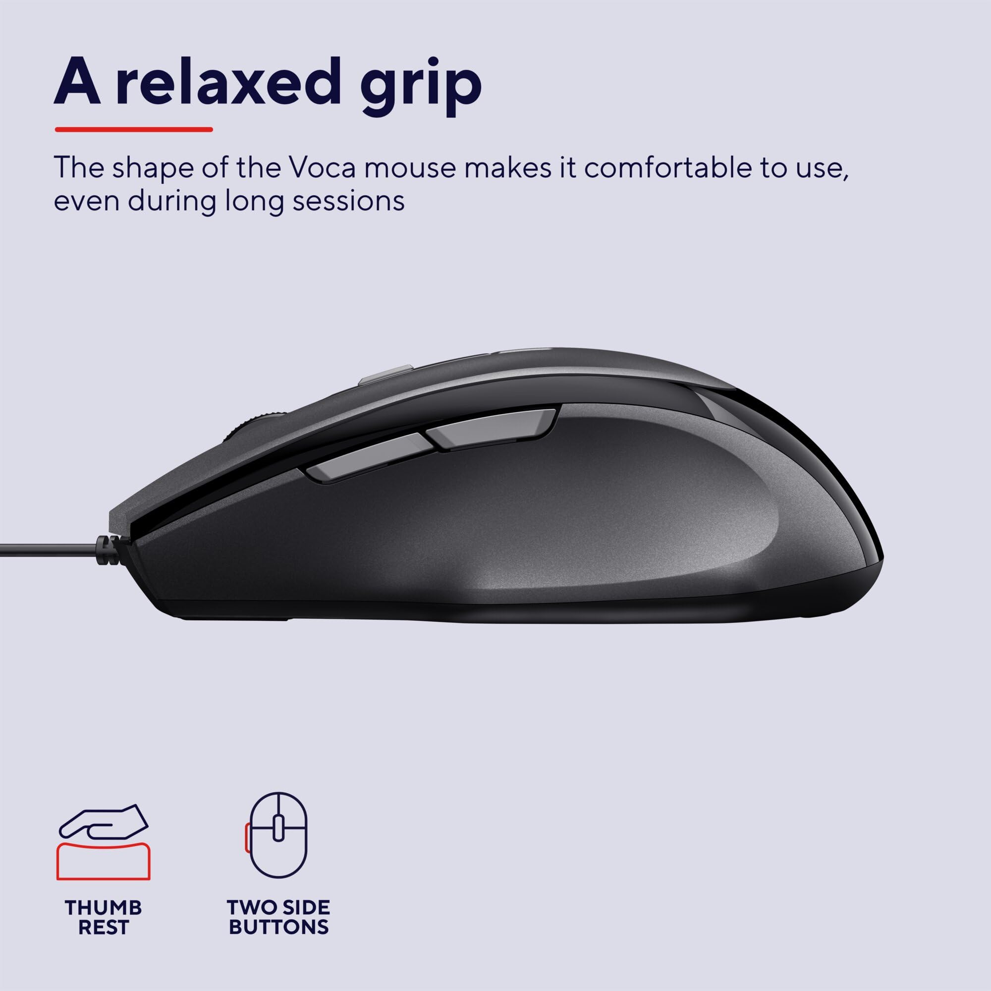 Trust Voca Comfort 23650 Mysz Optyczna, Czarny, 11 cm