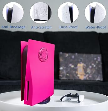 Disc Edition Faceplate Cooling Vent Cover Skin Shell Panel for PS5 Console, Playstation 5 Protective Shell Replacement Faceplate Accessory Nova Pink