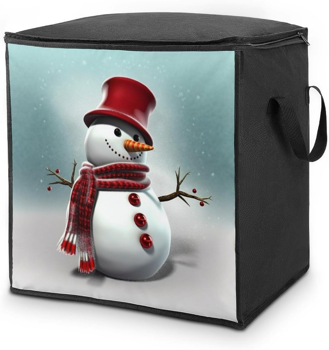 Portable Quilt Storage Bag,Christmas Snowman Printed Foldable Wardrobe Storage Box Foldable Storage Bag with Lids And Handle Large Clothing Storage Bag for Comforters Clothes Blankets Pillows